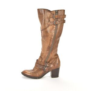 Born Milari Marrone Brown Leather Knee High Heeled Bohemian Boots Size US 9